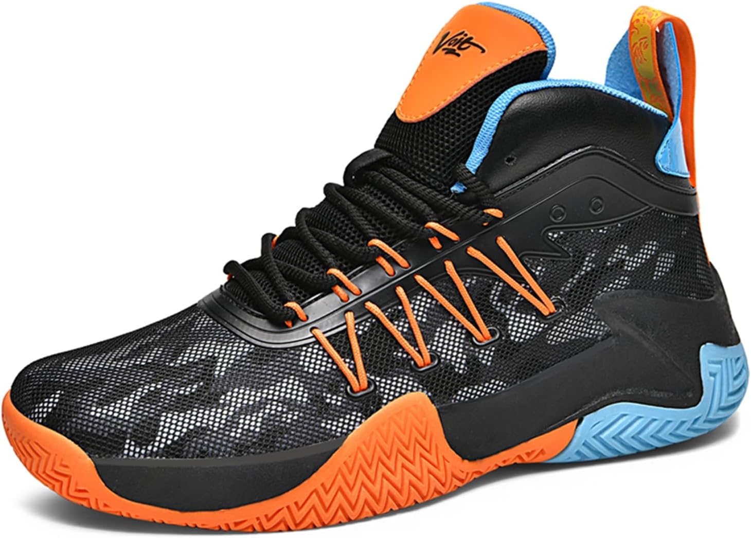 Men's Anti-Slip Shock-Absorbing Breathable Lace-Up High-Top Basketball Shoes Mesh Lightweight Casual Sports Shoes Suitable for Daily Outdoor Sports