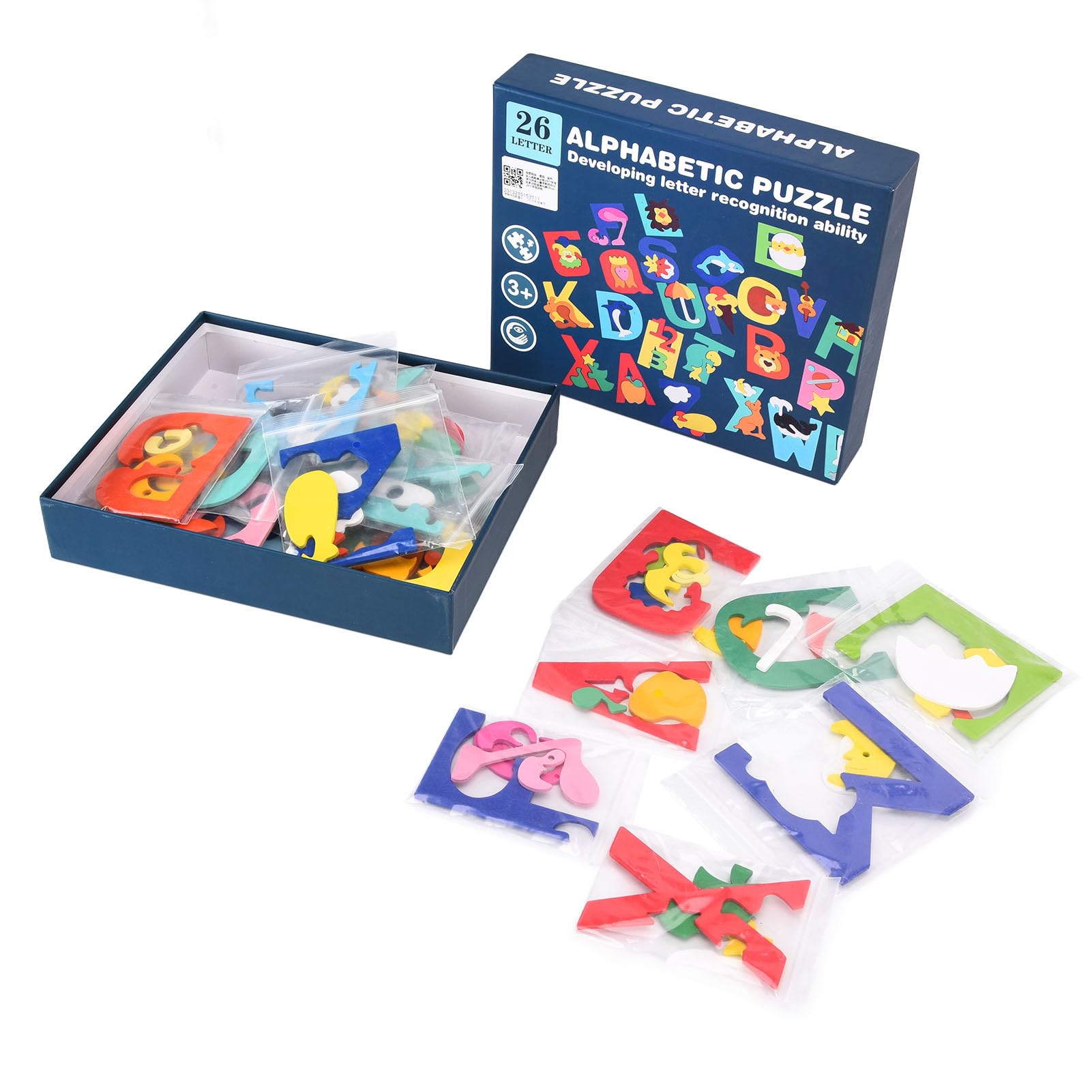 Lylithuif Jouets de puzzle alphabet en bois 26 blocs de lettres Puzzle Board jouet d'éducation précoce pour les enfants apprenant et jouant en bois massif 26 pièces