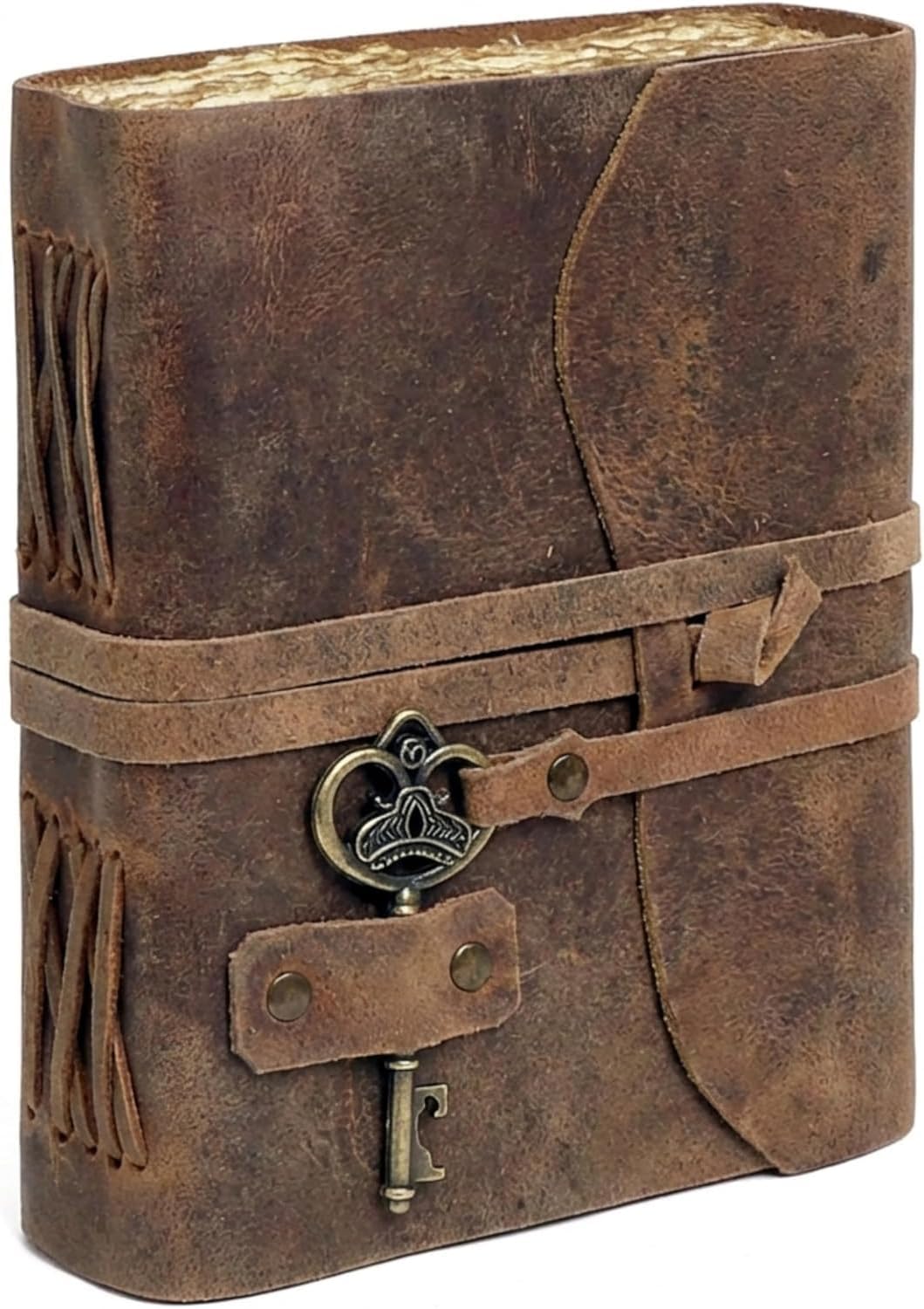 Vintage Leather Journal - Antique Handmade Leather Bound journal with deckle edge paper for Men And Women Diary - Leather Sketchbook - Drawing Journal Notebook - Great Gift (11.7X8.3)