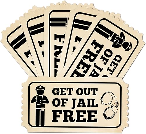 Set of 10 2 Get out of Jail Beige Funny Gift Arrest comedy Joke Prank Cop Policeman Police Ticket STICKERS