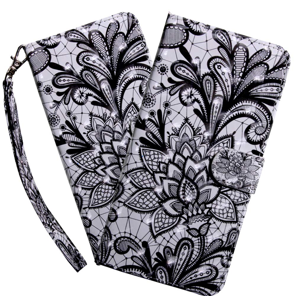 HMTECHUSCase for Galaxy A10E Luxury Clover Embossed PU Leather Card Slots Wallet Kickstand Book Style Magnetic Flip Shockproof Protection Slim Cover Skin for Samsung Galaxy A10E