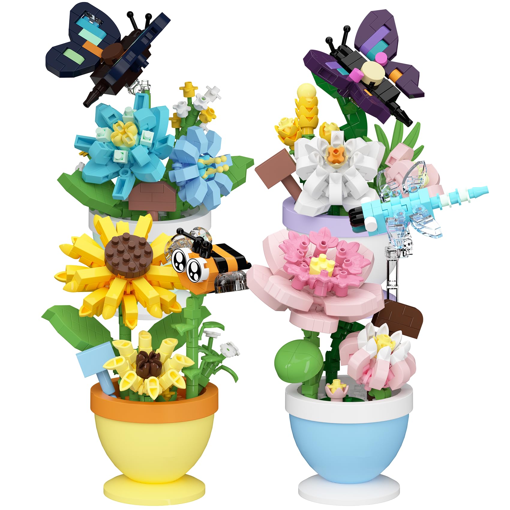Amazon.com: Jollcnoia 4 Set Mini Potted Bonsai Building Toy | Cute