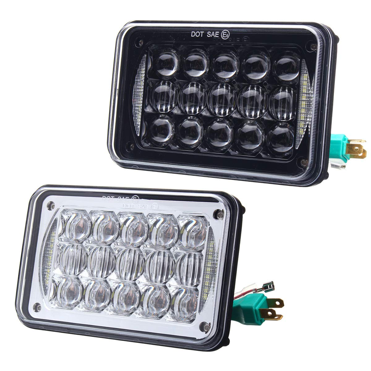 10 x 15 cm H4 5D LED reflektory żarówka Hi/światła mijania wiertarka do ciężarówek SUV-ów terenowych samochodu 48 W 2400 lm - czarna