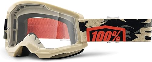 100% Strata 2 - Gafas protectoras para motocross y bicicleta de montaña, para carreras de MX y MTB (kombat, lente transparente)