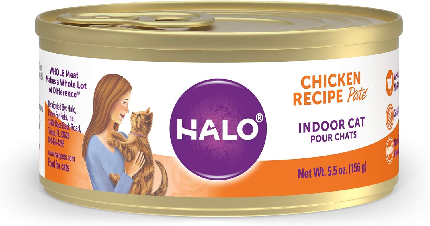 Halo Indoor Wet Cat Food, Grain Free, Chicken Pate 5.5oz