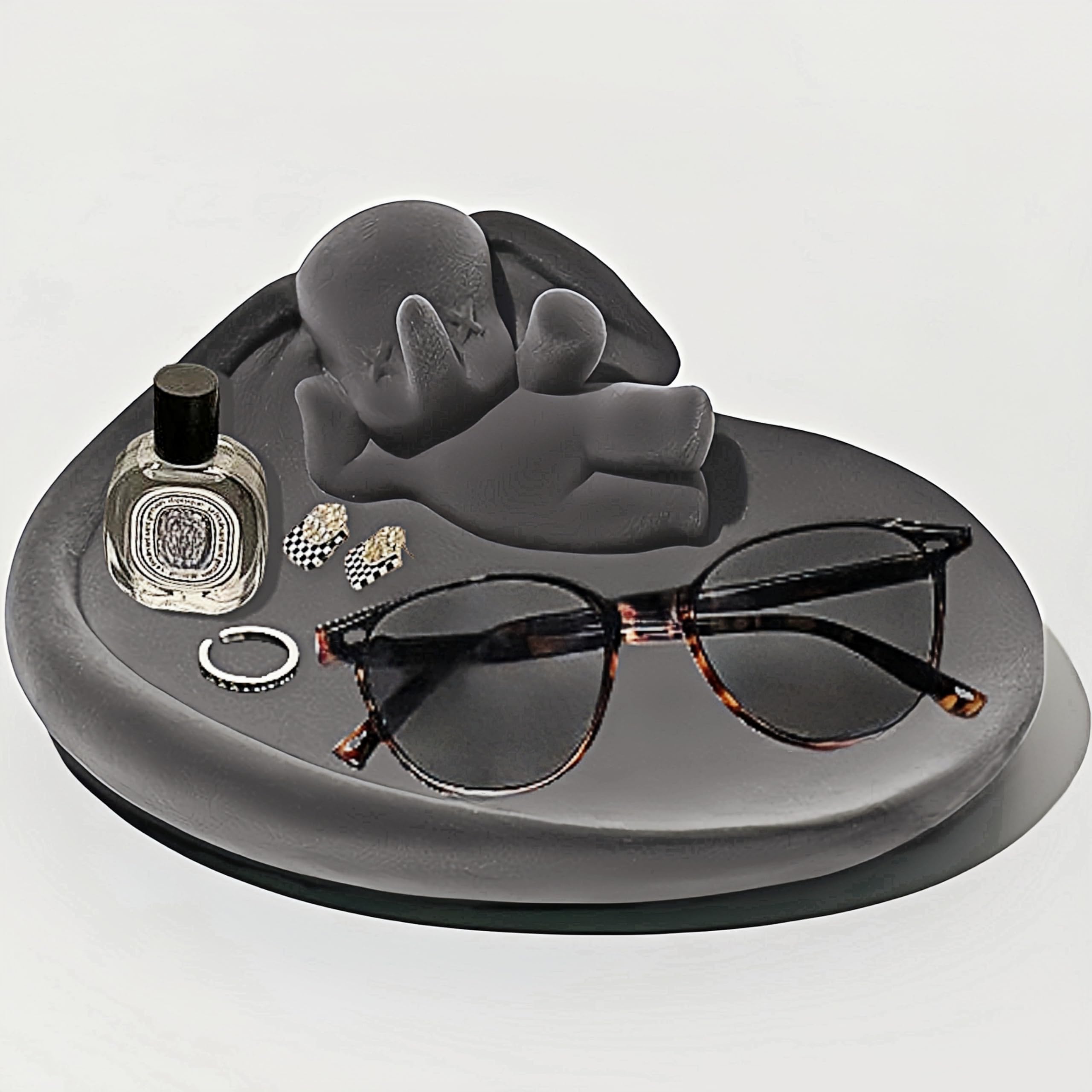 Styptika Light Luxury Flocking Elephant Jewelry Tray, Ring Dish Ring Holder for Women, Birthday Gifts for Women, Bridesmaid Gifts, Trinket Dish, Cute Home Decor Entry Room Decor, Gray