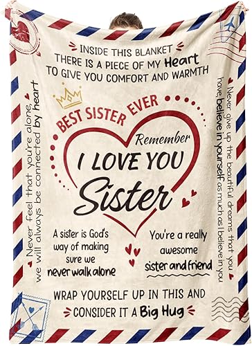 BeneCharm Manta de regalo para hermana, regalos de cumpleaños para hermana, regalos de hermana de parte de la hermana en el día de San Valentín, Día