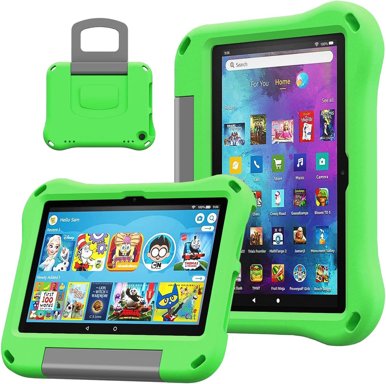 Kids Case for 8 inch Tablet(Only for 2022 Release&2020 Release) Not for Samsung Tablet - DiHines Lightweight Shockproof Case Cover with Handle Stand for 2022 8 inch Tablet,-Green
