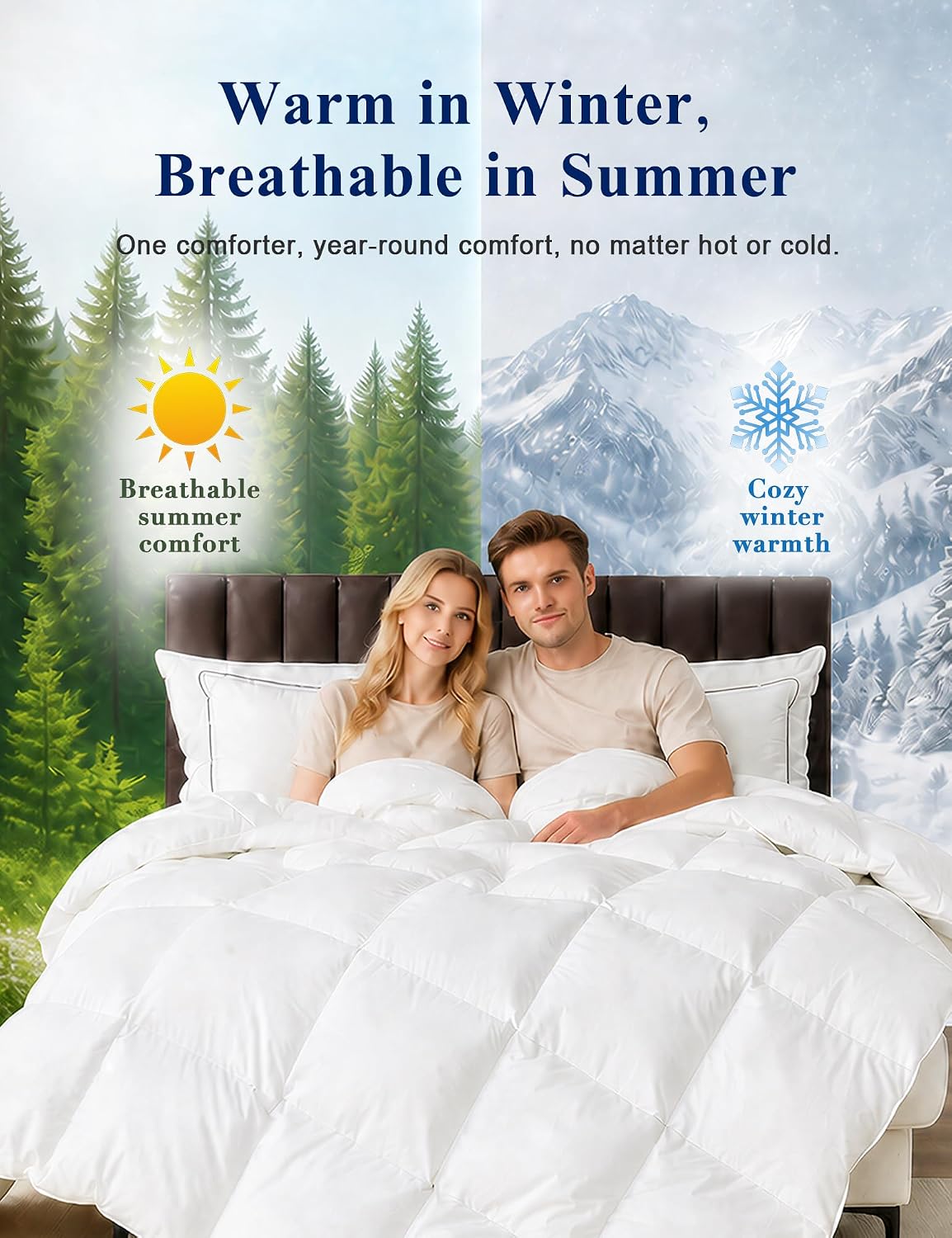 Dafinner Organic Goose Feather Down Fibers Comforter King Size
