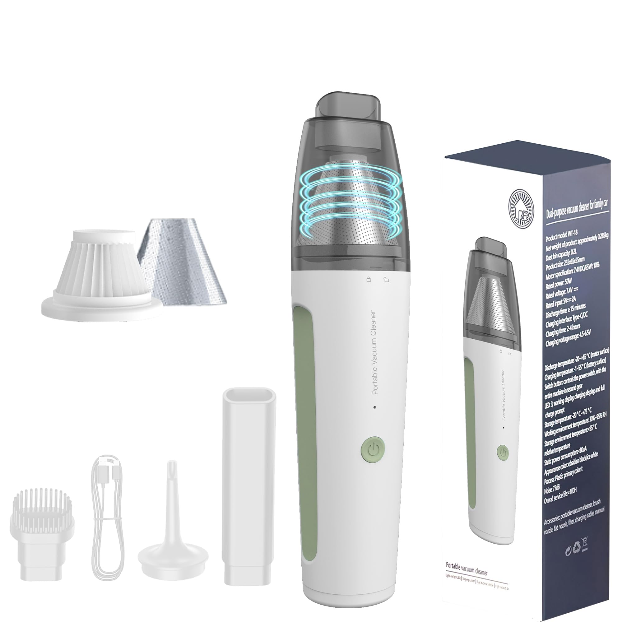PATO Cordless Handheld Vacuum Cleaner, Mini Car Vacuum with Powerful Suction, Portable Dust Collector Glossy White.-image-26