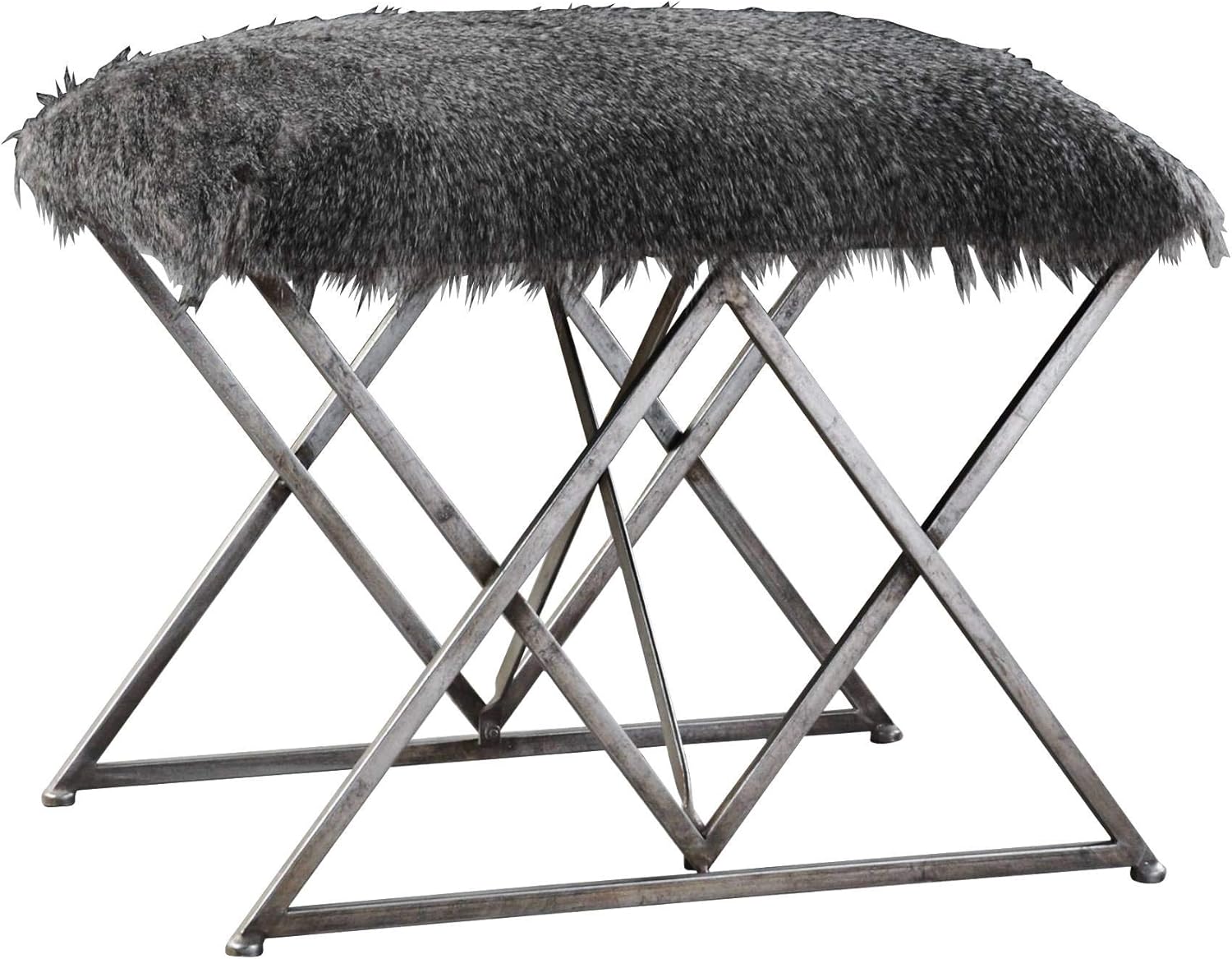 Uttermost Astairess MultiHued Brown Faux Fur Small Bench Home & Kitchen