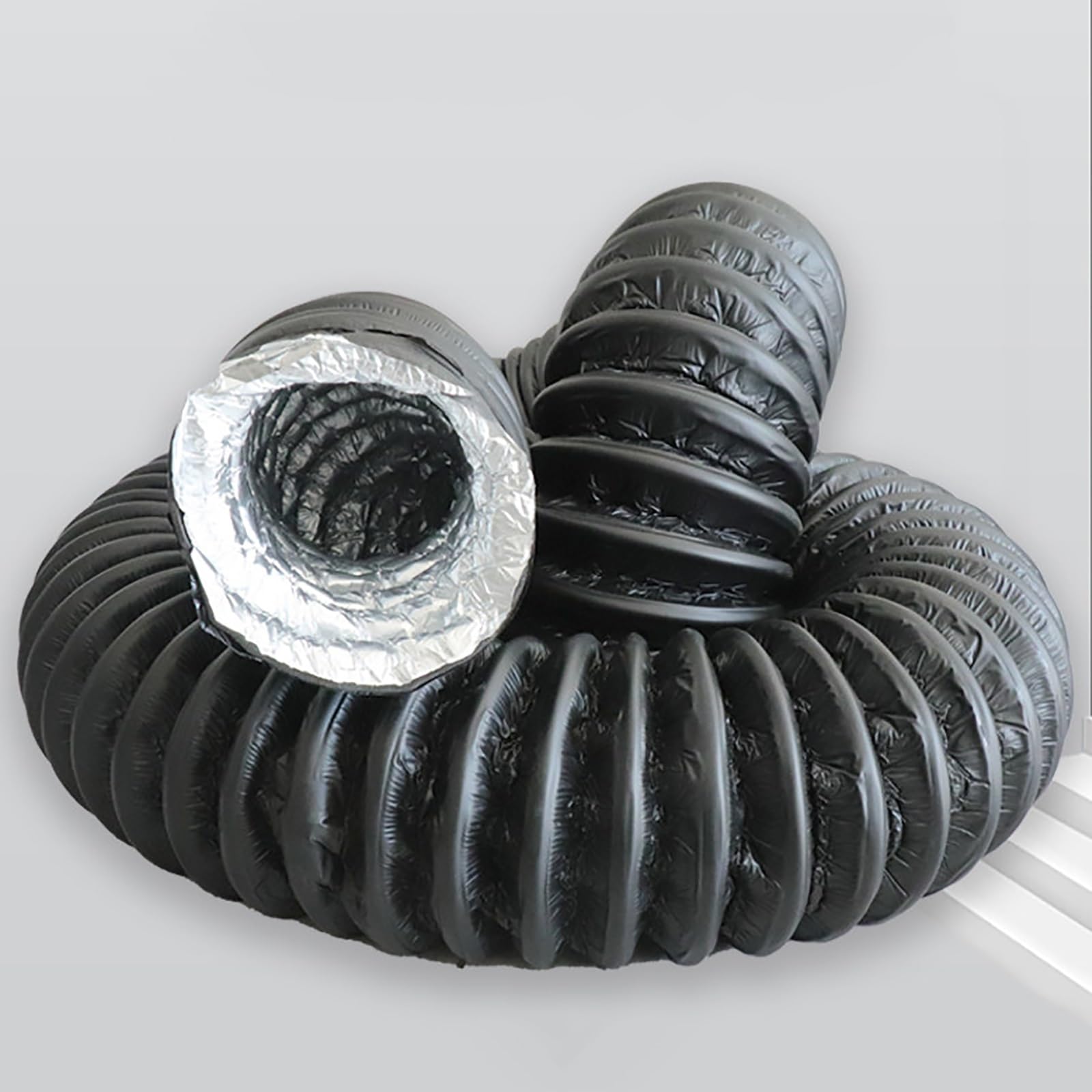 PVC Aluminiumfolien Lüftungsschlauch, Isolierter Flexibler Abluftschlauch für Wäschetrockner, 6 m Länge, Geeignet für Hlk-Systeme Und Dunstabzugshauben(100mm/4in)