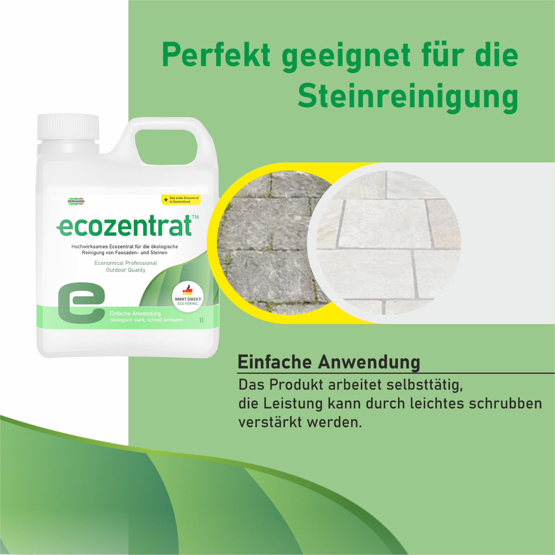 Extrem – Hochwirksamer Stein- & Fassadenreiniger Konzentrat, Eco-Formel, Profi-Qualität für Beton, Klinker & Naturstein, Hohe Ergiebigkeit (50-100ml/qm), 5L