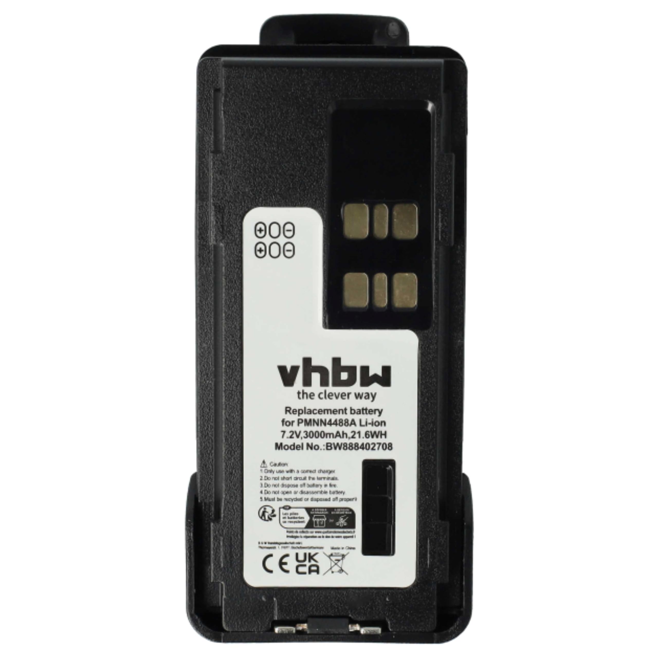 vhbw 5x batteria compatibile con Motorola DP4400, DP4400E, DP4401e, DP4401, DP4600 radio (3000mAh, 7,2V, Li-Ion) + clip