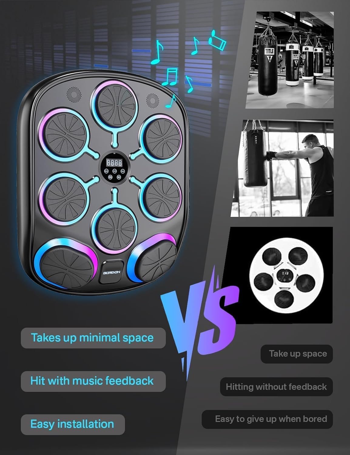 2025 Upgraded Version Smart Music Boxing Machine for Adults Kids, Music Punching Machine, Boxing Machine Wall Mounted Music