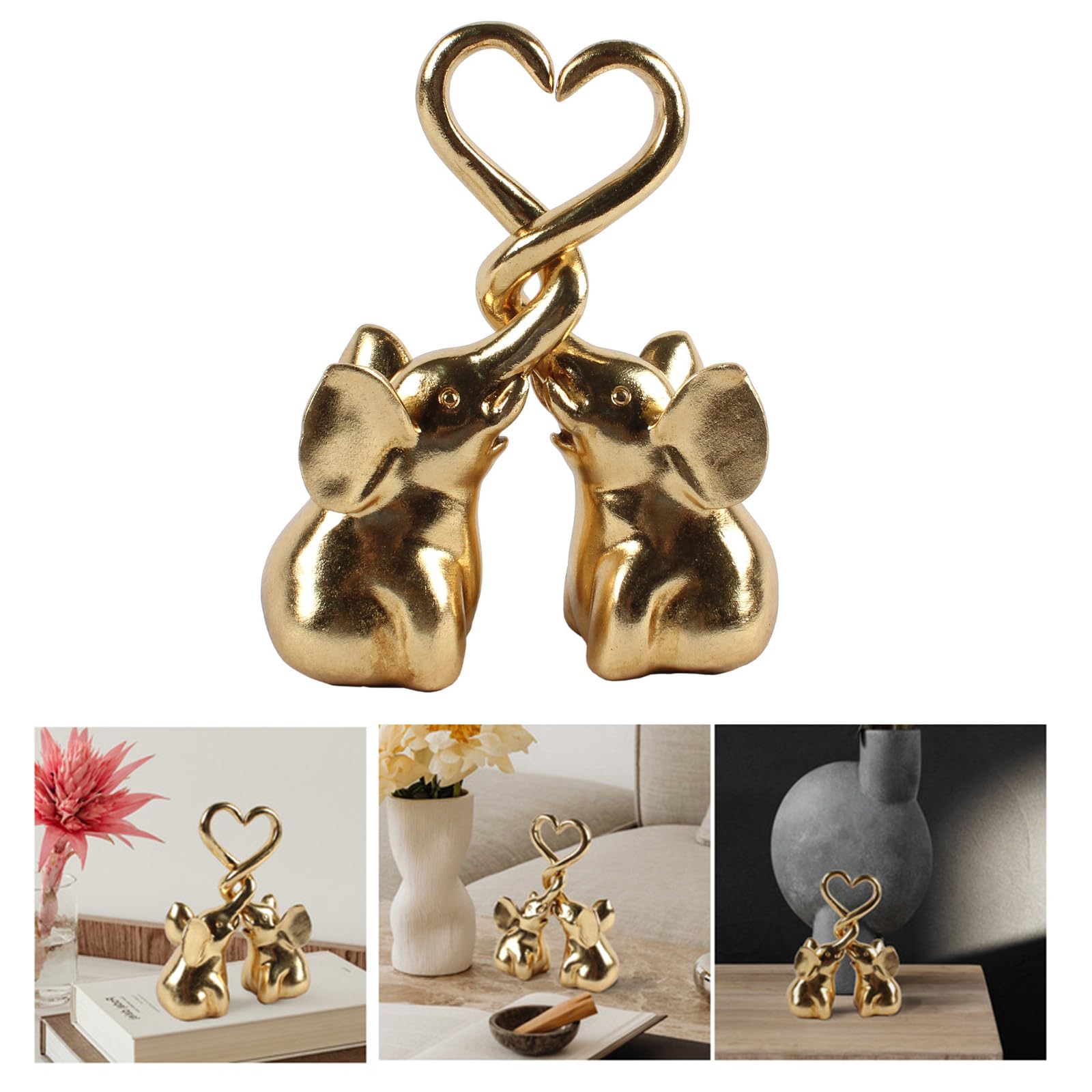 Generisch Estatua de elefante en forma de corazón de resina con forma de animal para el hogar, oficina, decoración y regalo para románticos, figura de elefante para románticos