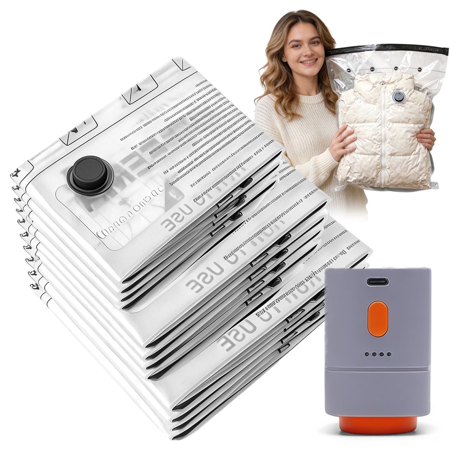 Bolsas de vacío contra el desorden de ropa con práctica bomba eléctrica recargable