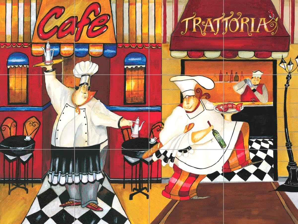Ceramic Backsplash Tile Mural Chef Cook Kitchen/Bathroom - Platter ...