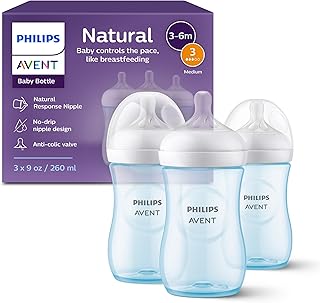 Philips AVENT Natural Baby Bottle with Natural Response Nipple, Blue, 9oz, 3pk, SCY903/23