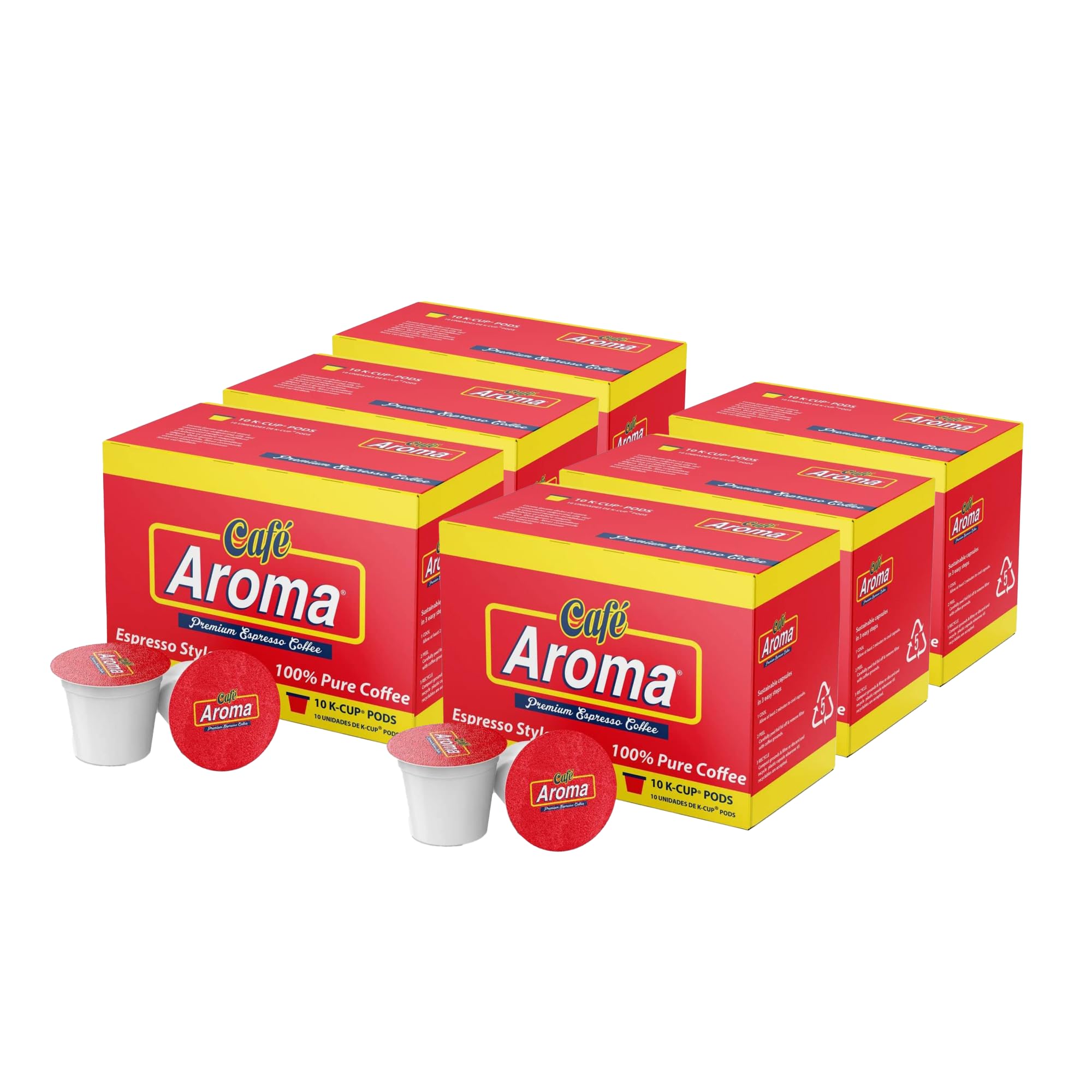 Café Aroma Espresso Single-Serve Pods, Coffee K-Cups, Compatible With Keµrig, Authentic Cuban Style Coffee, Espresso Coffee K-Cups, 1-Pack (60 Count)