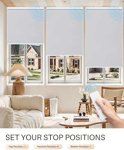 Miniatura 10 de JaeJaes Persianas enrollables motorizadas, persianas motorizadas opacas con control remoto, compatibles con Alexa, color blanco, 37 pulgadas de