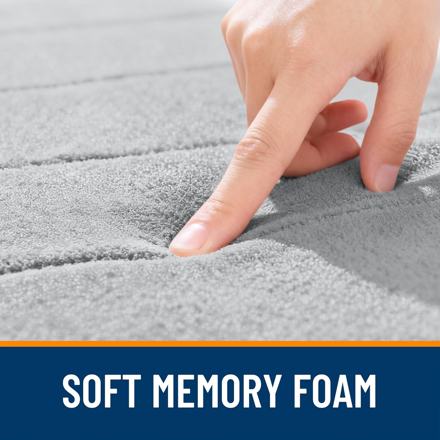 OLANLY Memory Foam Bath Mat 59x35, Super Soft Absorbent Bathroom Rugs, Quick Dry, Machine Washable Shower Floor Rugs, Bathmat Carpet, Bathroom Home Decor Accessories, Light Gray