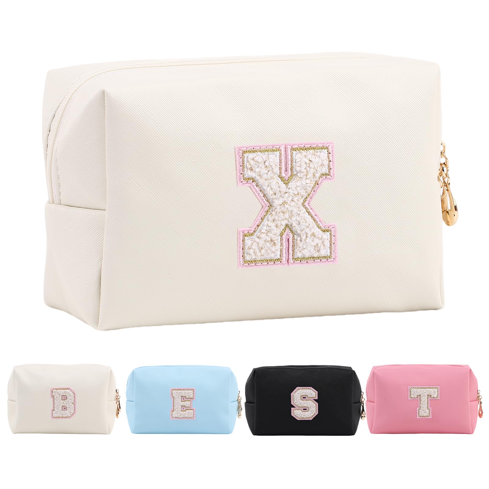 Personalized Makeup Bag,Waterproof Travel Makeup Pouch Cosmetic Bag Birthday Gift for Women Mom，Bride Bridesmaid Cosmetic Bag A-Z — view 52