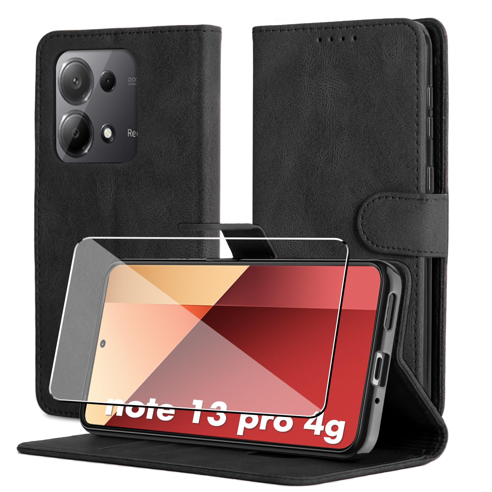 BEZ Cover per Redmi 13C, Custodia per Portafoglio Xiaomi Redmi