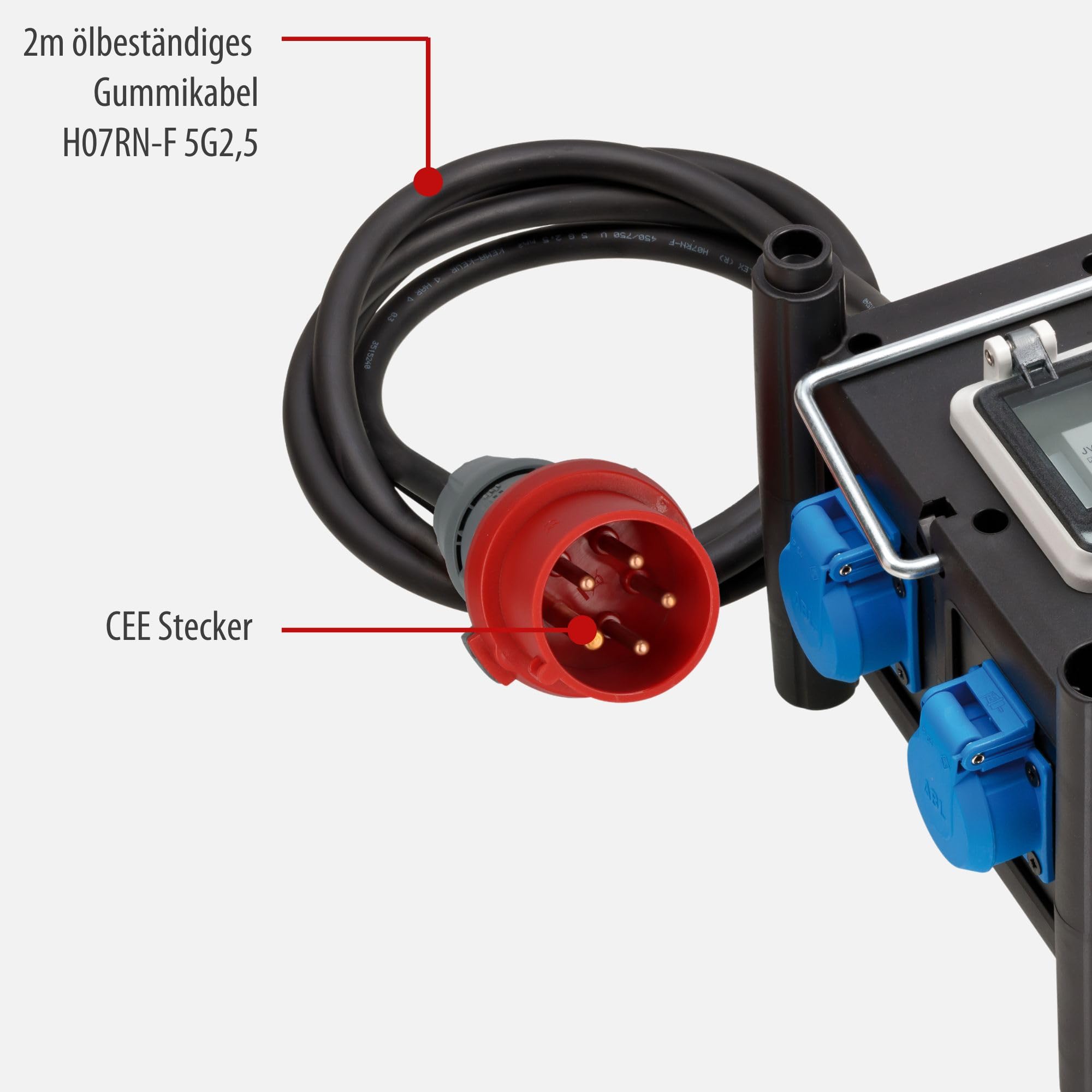 Brennenstuhl Kompakter Gummi-Stromverteiler/Gummiverteiler mit zertifiziertem Sicherungsautomaten (2m Kabel, 7x 230 V/16 A, ständiger Einsatz im Freien, Made in Germany)