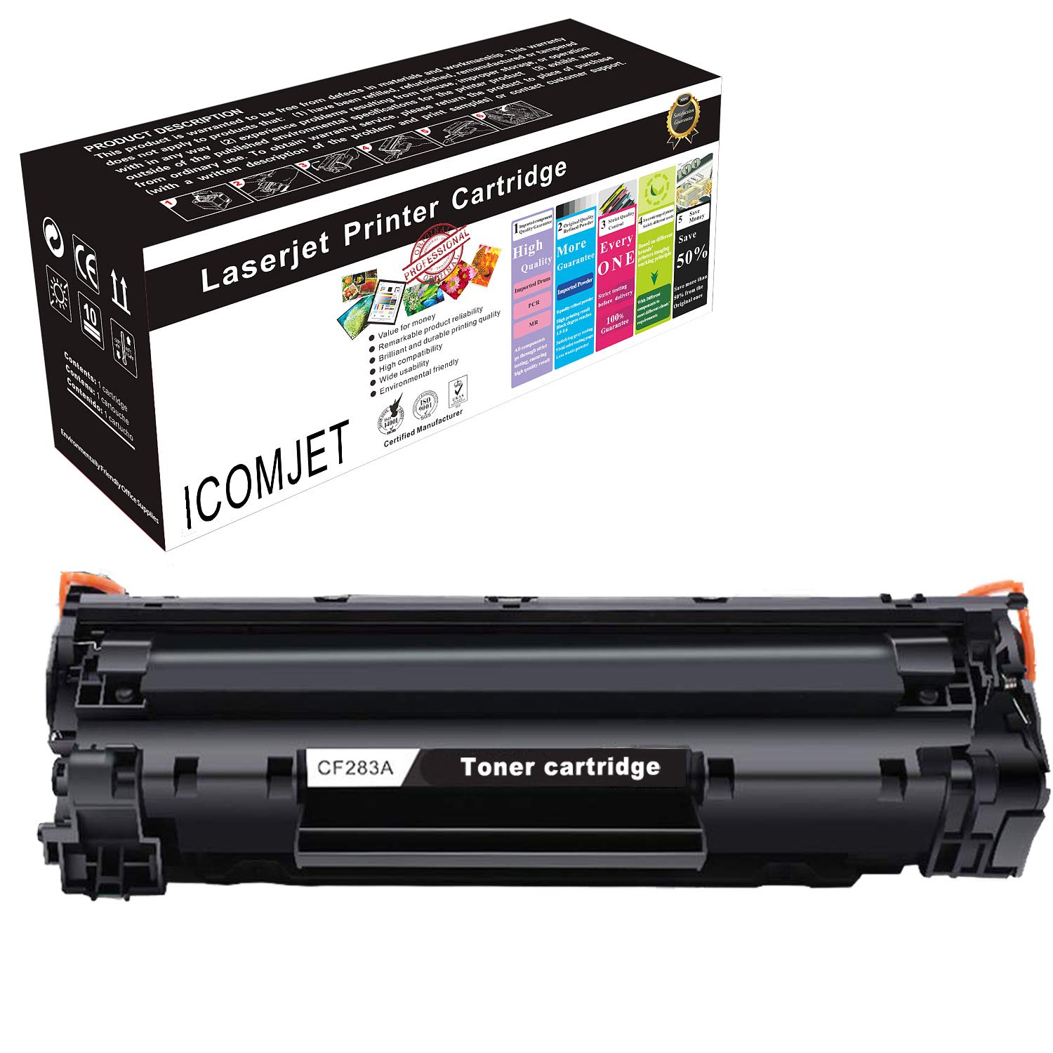 Compatible Toner Cartridge Replacement for HP 83A CF283A to use with Hp Laserjet Pro MFP M125a M125nw M125rnw M225dn M225dw M127fn M127fw M201dw M201n Printer (1 Pack)