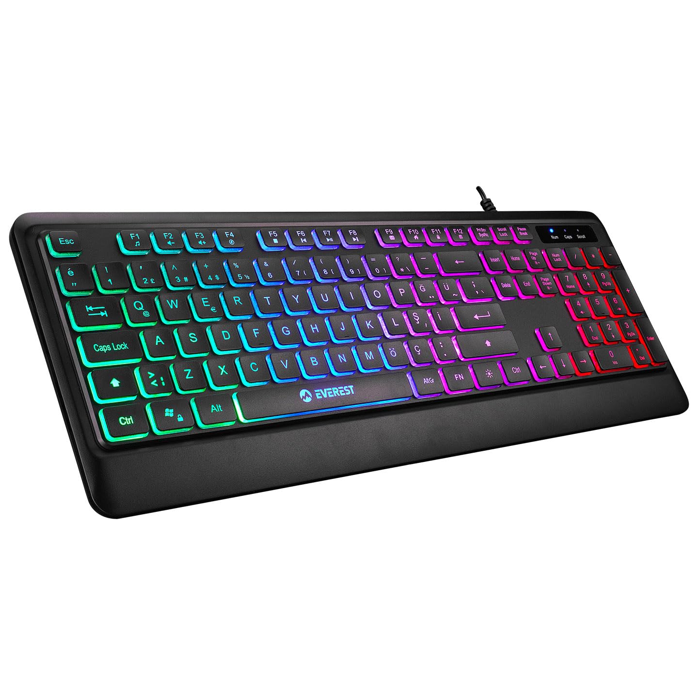 Everest Rampage KB-2025 Siyah USB Rainbow Backlight Membrane Gaming Oyuncu Klavye