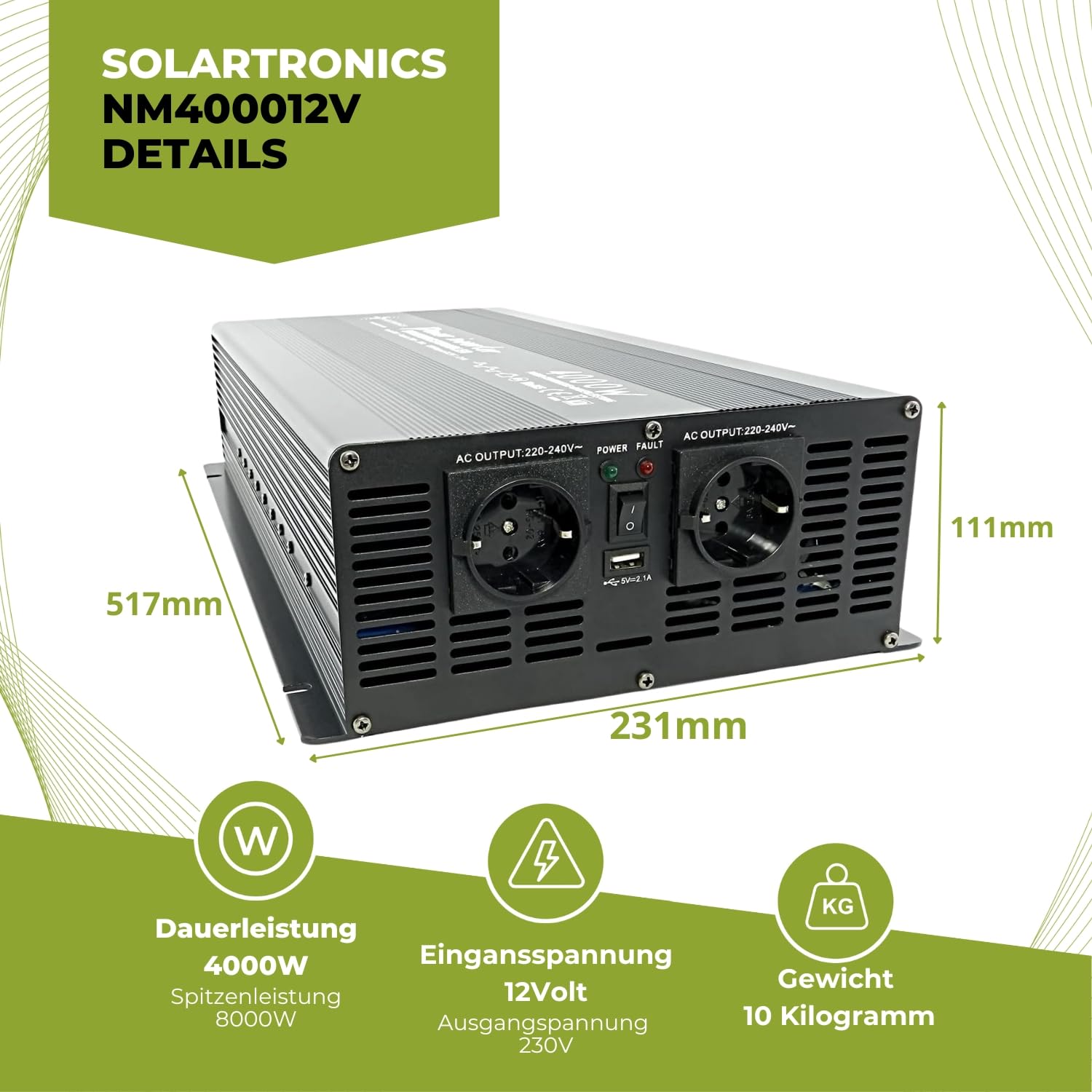 Convertidor de Tensión 4000 Vatios 12-230V