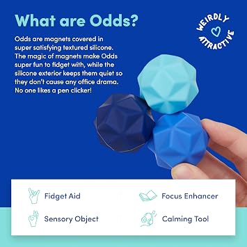 Speks Odds Soft Silicone Fidget Magnets | Silent Stress Relief Toys | Textured Magnetic Balls for Adults & Teens 14+ | Blue
