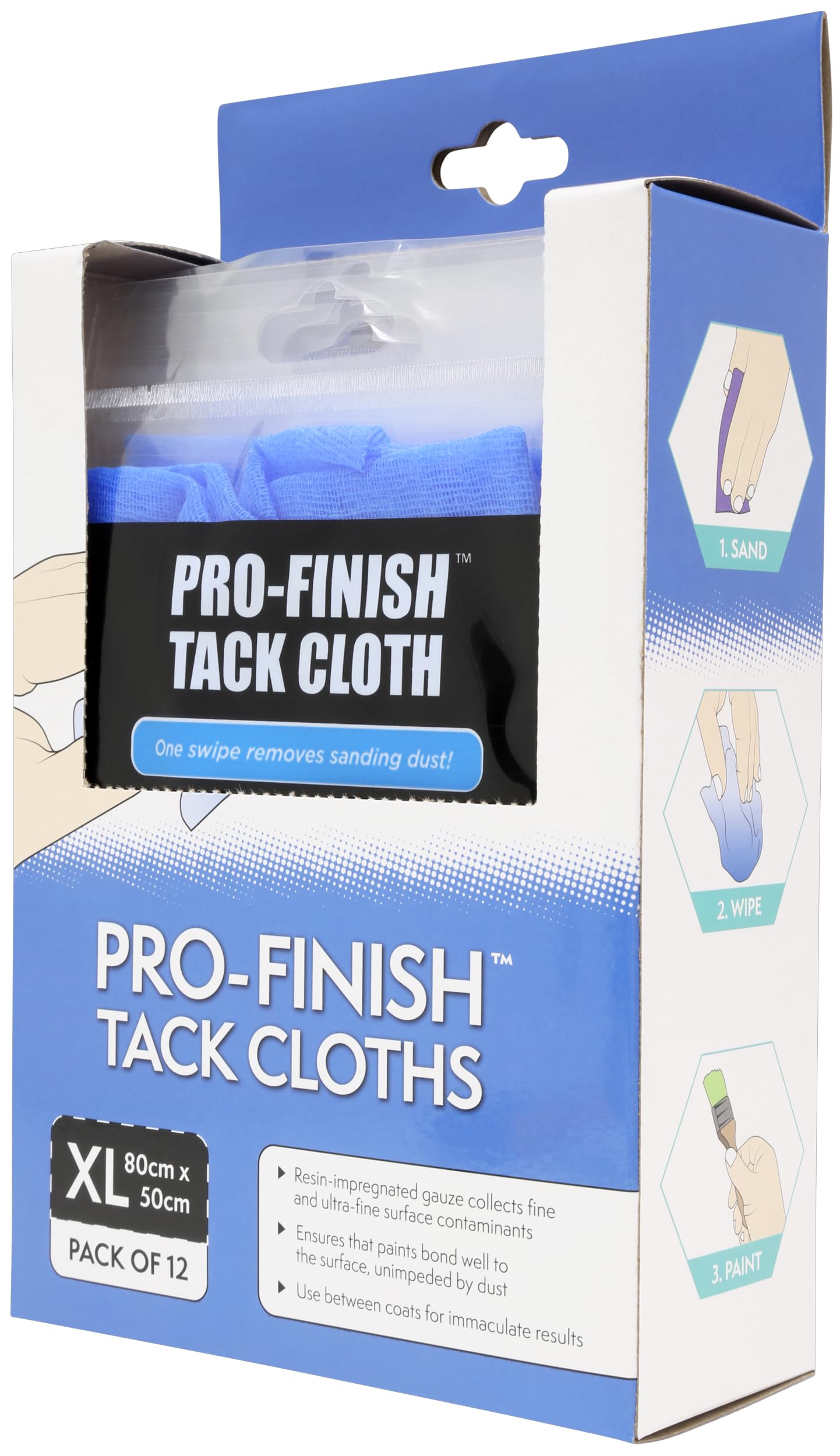 Axus Decor AXU/TC12 Pro-Finish Tack Cloth (12 sztuk), niebieski, XL, zestaw 12 sztuk