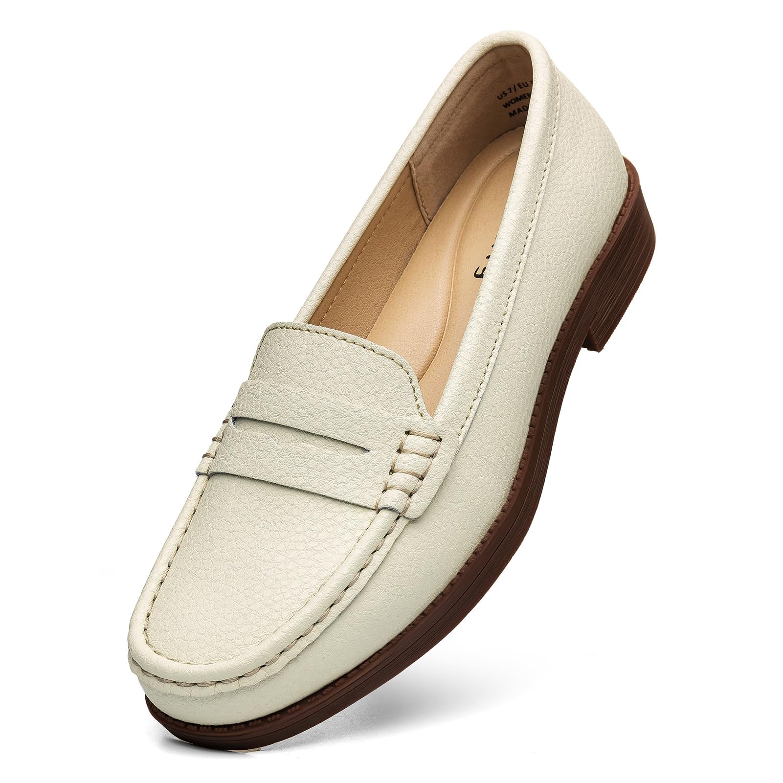 Women's Comfortable Leather Penny Loafers Slip On Business Casual Dress Shoes Lightweight Office Work Flats Everyday Walking Shoes for Women — view 25