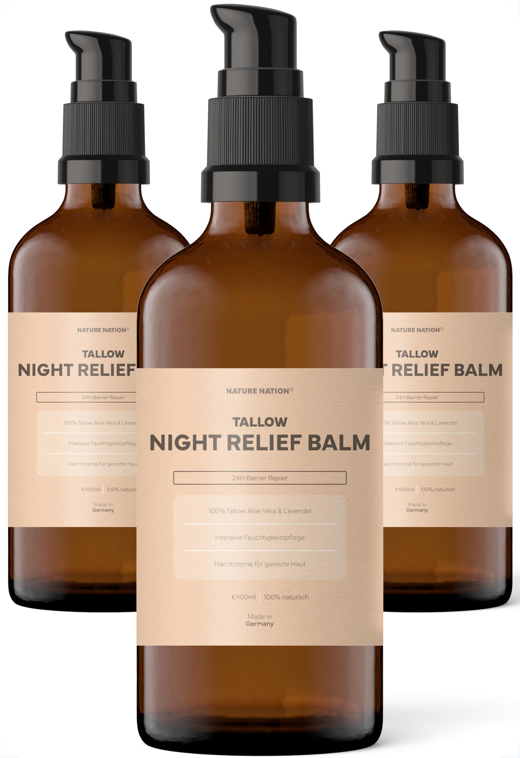 Nachtcreme, Gesichtscreme & Handcreme: Tallow Creme mit Hyaluronsäure (Hyaluronic Acid), Aloe Vera & Vitamin E; Feuchtigkeitscreme für trockene, raue & empfindliche Haut