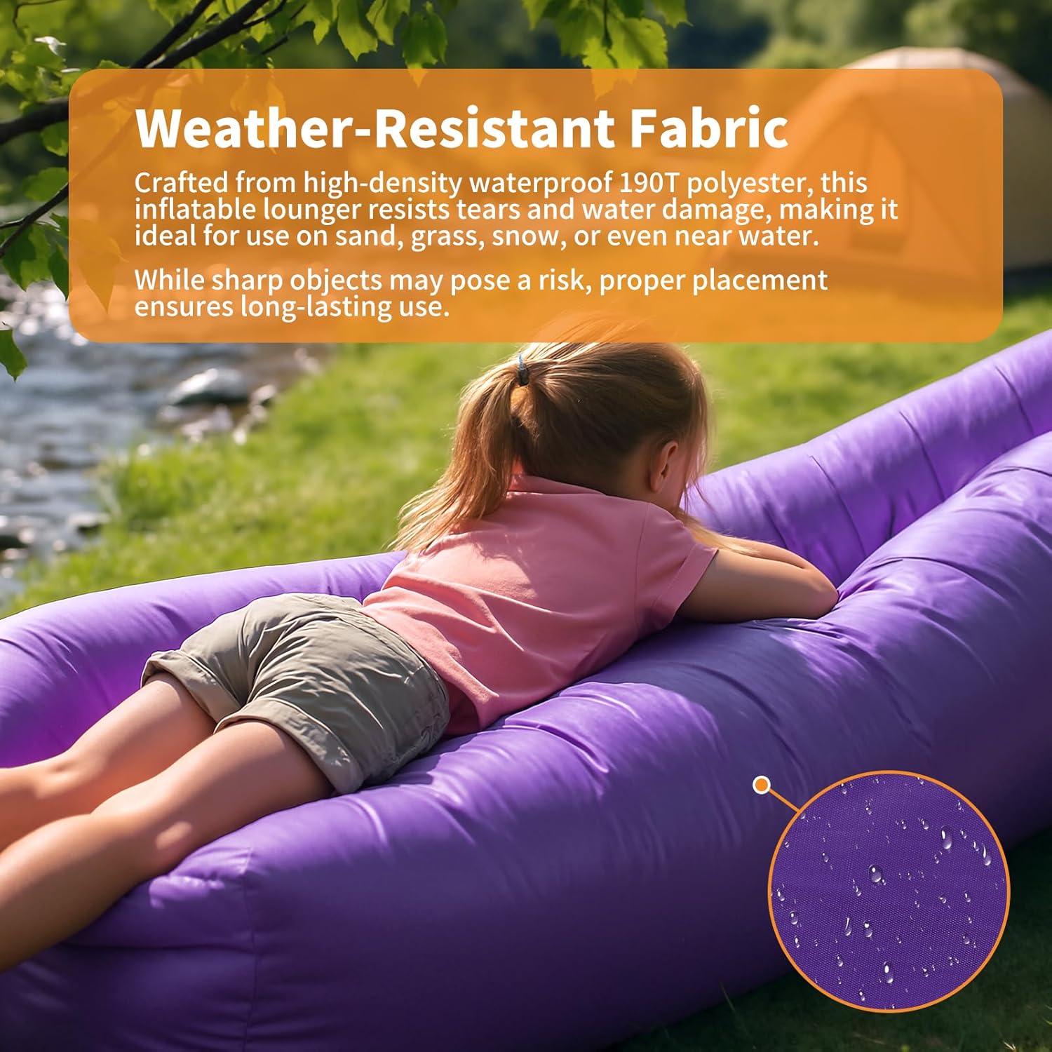 Inflatable Loungers with Matching Bag Foldable Air Sofa Hammock with Pillow Beach Chair Air Lounger Inflatable Beach Lounger Chair for Camping Travel Picnic Lakeside