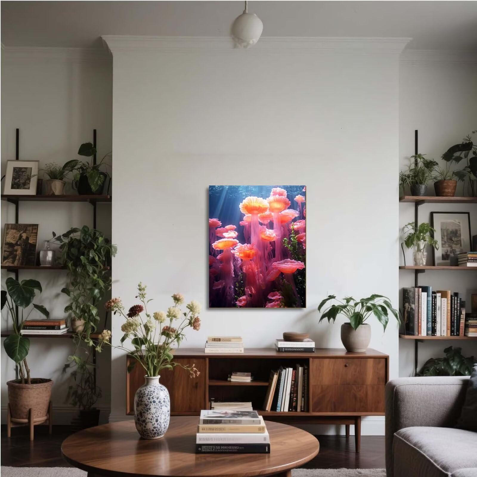 Malen Nach Zahlen Erwachsene mit Rahmen Blume Malen Nach Zahlen, DIY Basteln Erwachsene Traum Leinwand Bilder, Paint by Numbers Handgemalt Ölgemälde Kit, für Deko Wohnzimmer Geschenke 60x80cm 5-2594