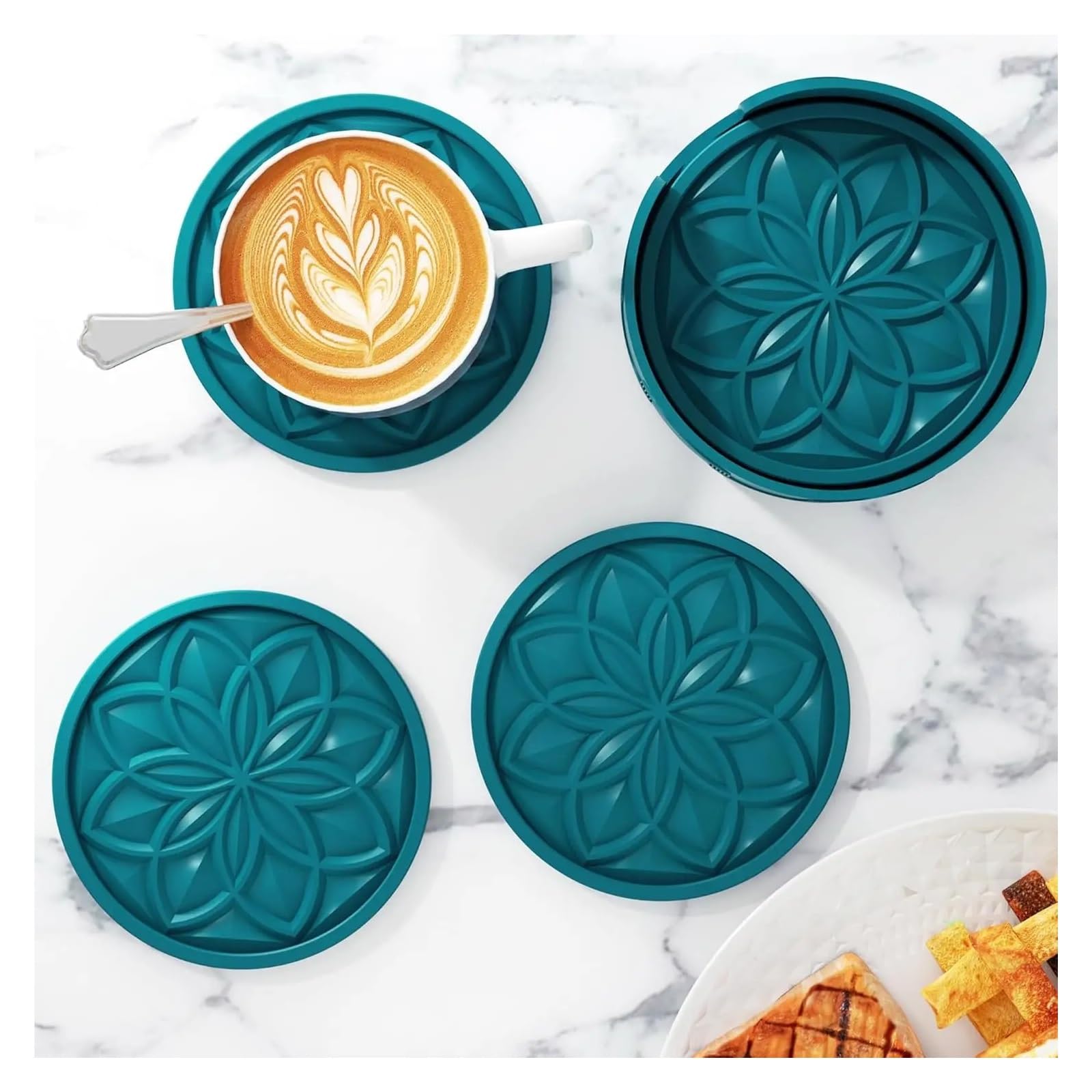 Sottobicchieri Auto Silicone Set sottobicchieri in silicone con supporto - Confezione da 6 sottobicchieri for bevande for tavolino, bar, scrivania - Regalo for la protezione del tavolo