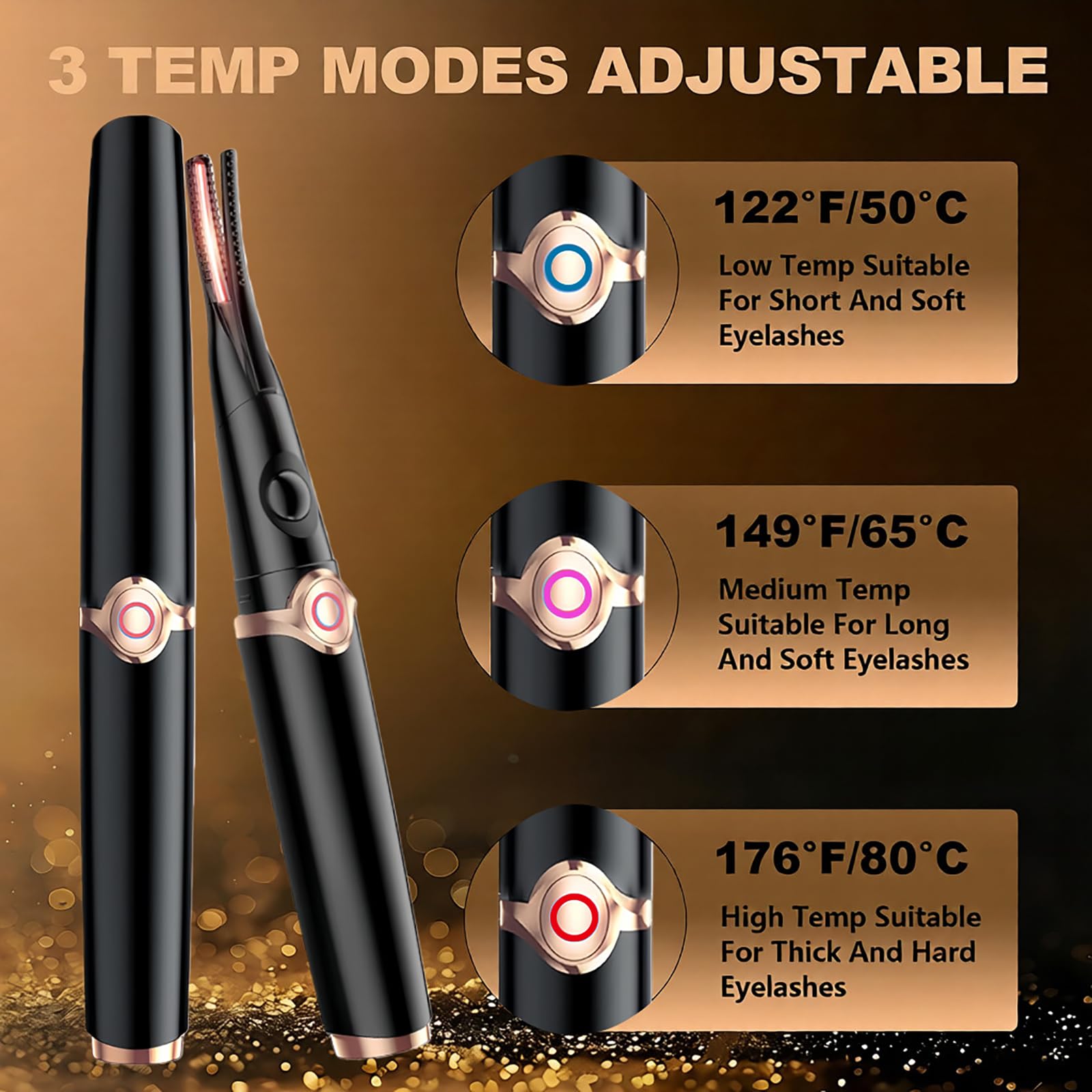 Piegaciglia riscaldato – Design a clip 2 in 1, 3 modalità di temperatura, piegaciglia elettrico ricaricabile USB, arricciatura naturale, 24 ore ricciolo a lunga durata, regalo per donne e ragazze