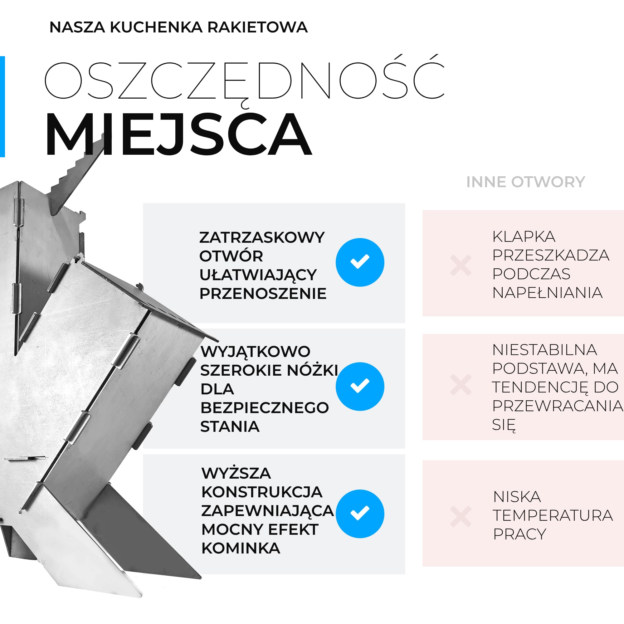 GRAFT Piecyk rakietowy wraz z płytą Rocket Stove wykonany z litej stali 3 mm | miska ogniowa | piec na pellet, drewno | kuchenka kempingowa | grill | kuchenka na drewno