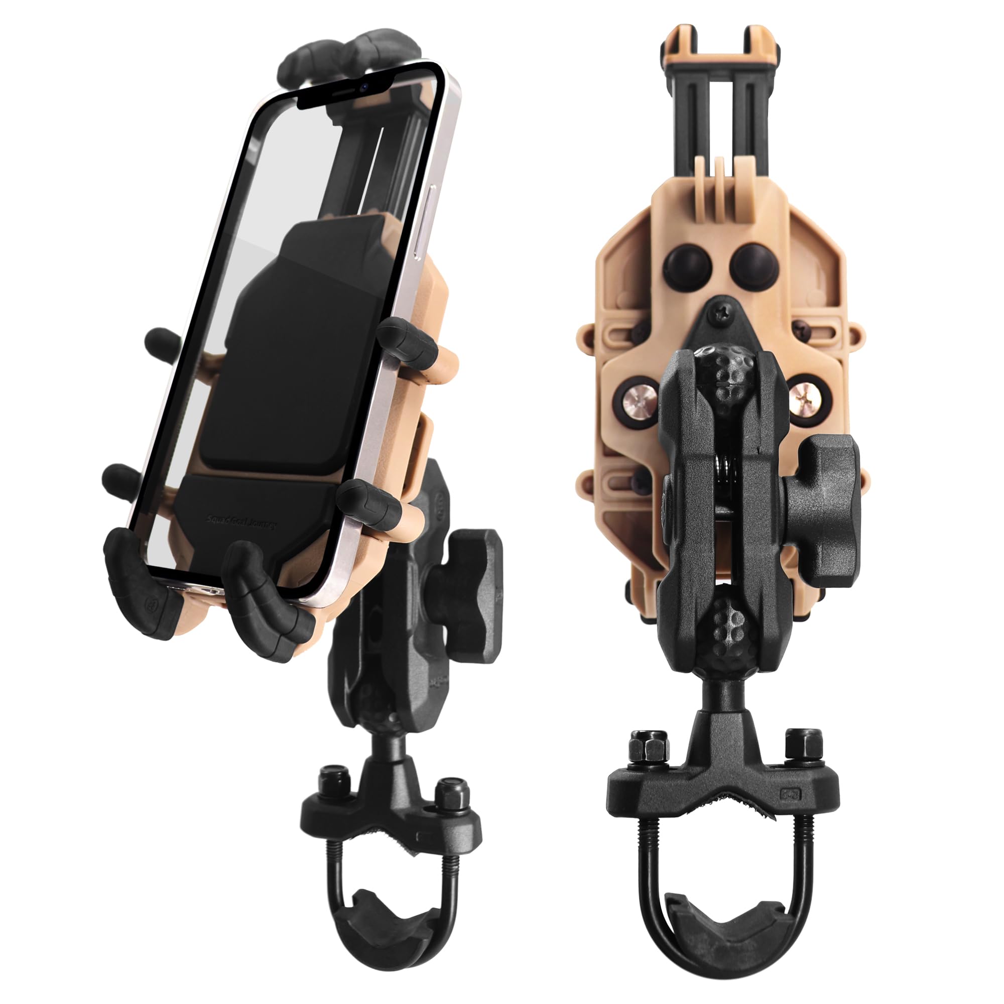 Motorcycle Phone Mount Holder with Vibration Dampener, Strong Clamp for iPhone 15 Pro Max/14/13, Galaxy S23+/23 and More, Aluminum Arm and Base, Suitable for Bike/ATV Handlebar