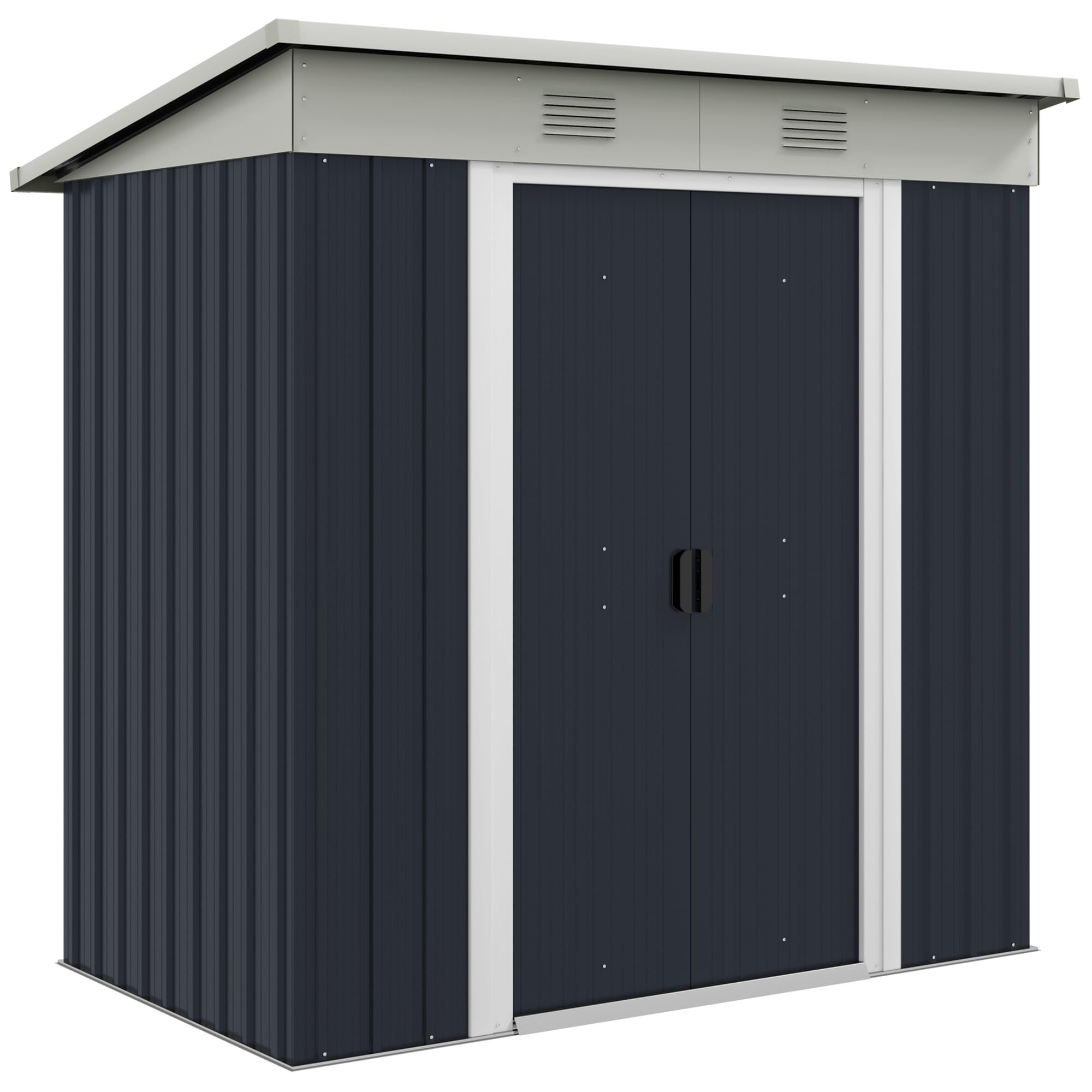 Outsunny 7' x 4' Outdoor Storage Shed, Metal Garden Tool Storage House Organizer with Lockable Sliding Doors and Vents for Backyard Patio Lawn, Charcoal Grey — view 12