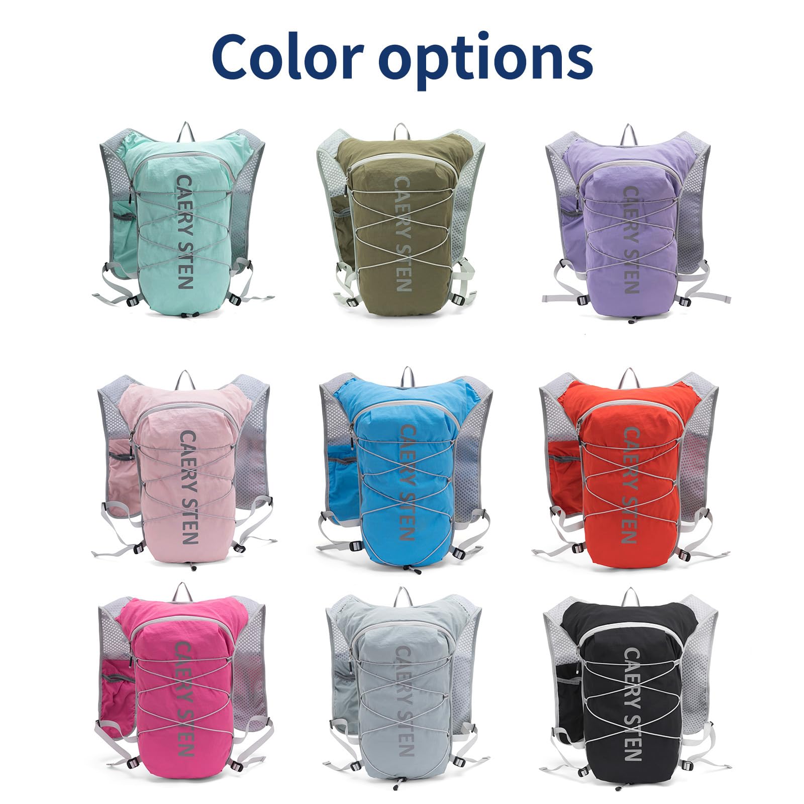 Carey STEN Mochila hidratada, chaleco para correr, combinada con una bolsa de agua de 1.5 L, mochila de senderismo, adecuada para correr, senderismo, maratón y tanto hombres como mujeres