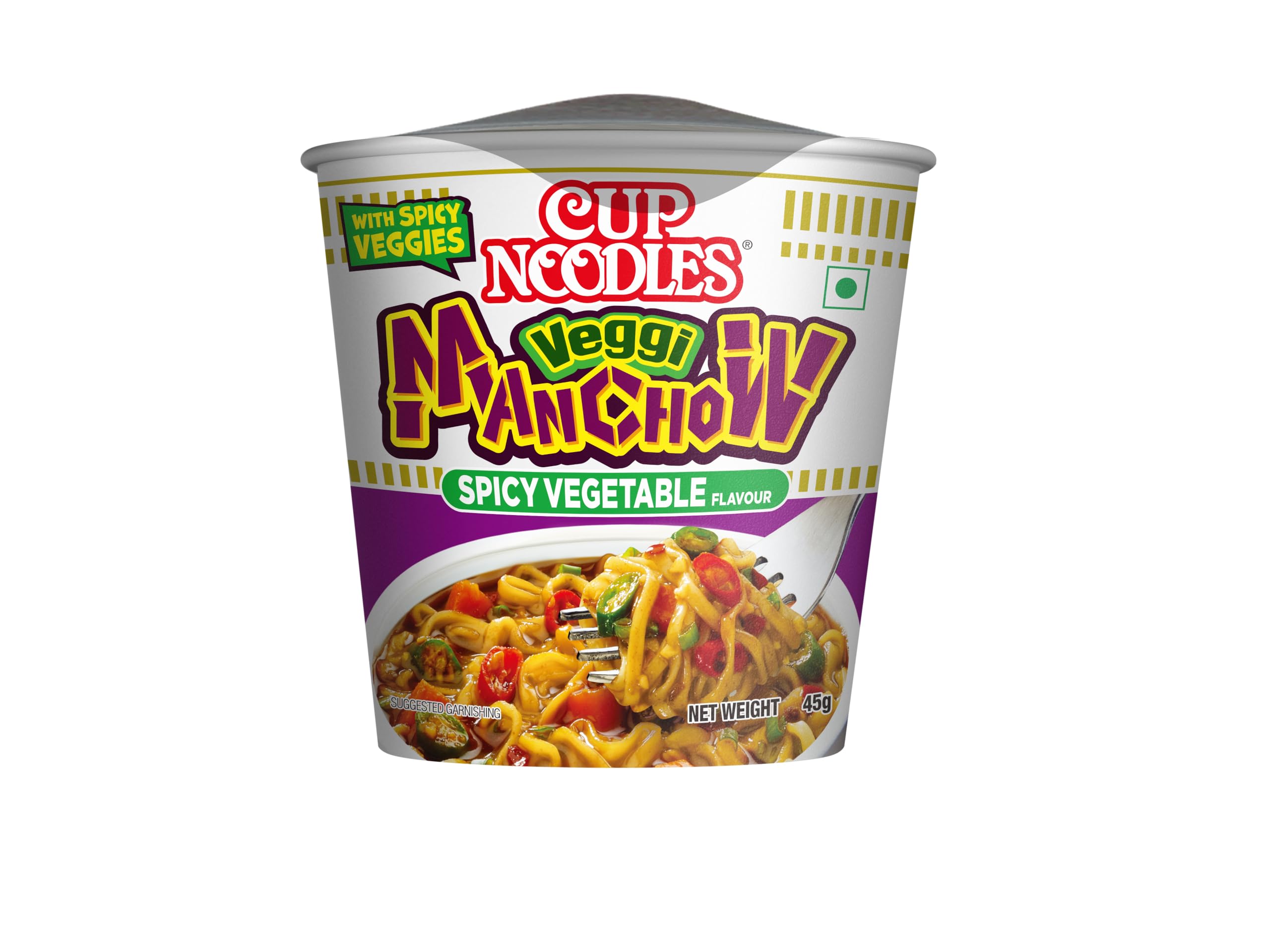 Nissin Cup Noodles Mini Veggie Manchow | Spicy Manchow Flavor with Extra Veggies | Quick & Delicious Snack | 45g