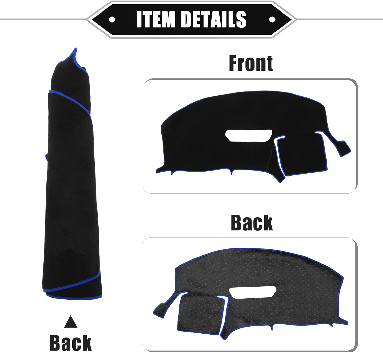 Car Dashboard Cover Mat Compatible for Chevrolet Camaro 97-02, Protective Polyester Black Blue Center Console Interior Trim Dash Board Mat