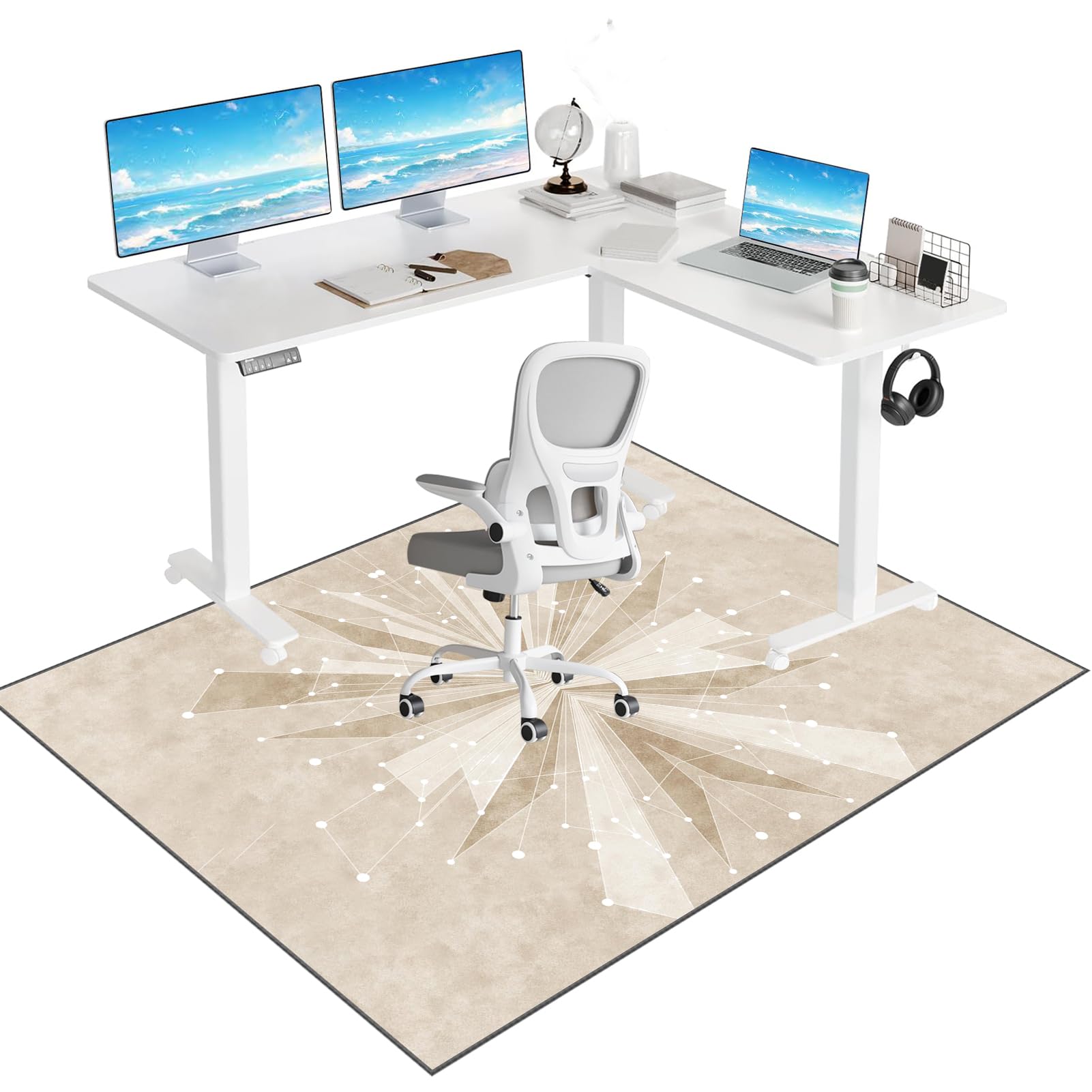 Bodenschutzmatte Bürostuhl Unterlage Gaming Stuhl Unterlage rutschfest Schreibstuhlunterlage Bürostuhl Unterlage, Stuhlunterlage Bodenschutzmatte Gaming Teppich für Hartböden 160 x 200 cm