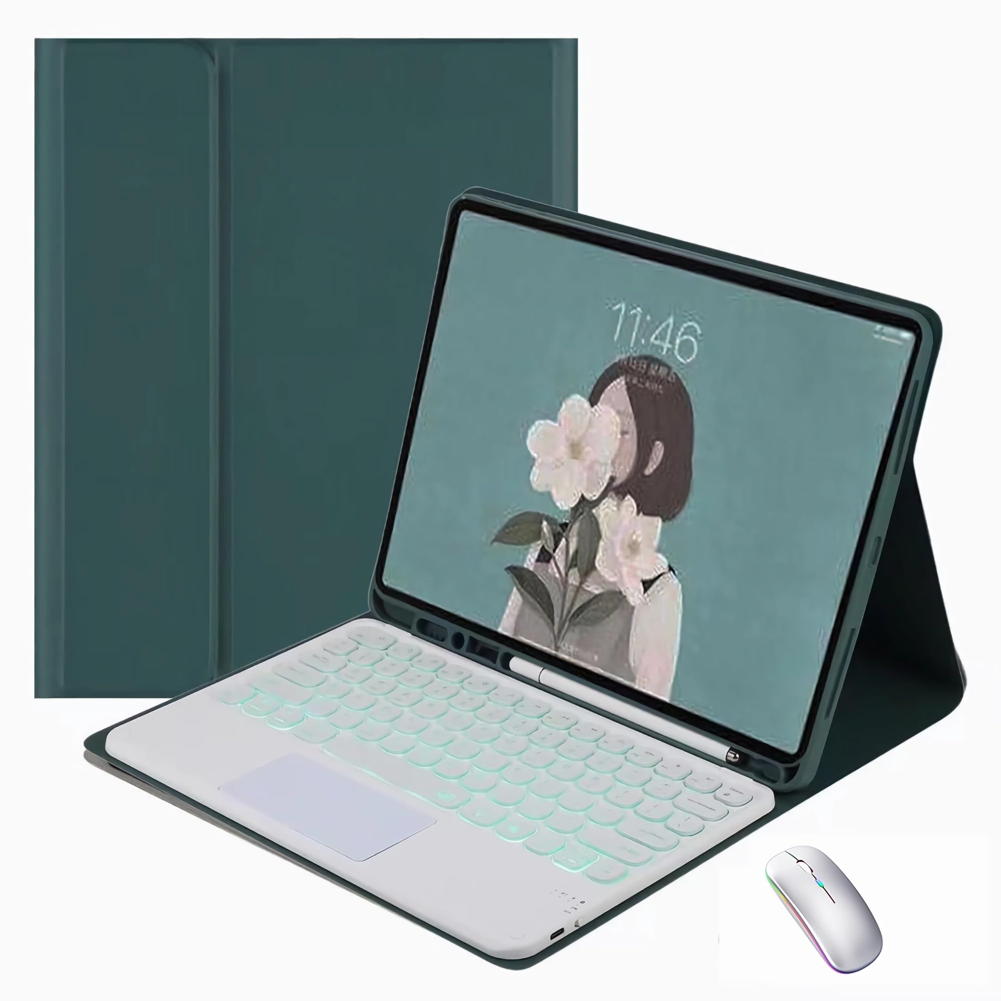Protection clavier Samsung Galaxy Tab S7+ S8+ S7 FE 12.4 pouces avec souris et pavé tactile