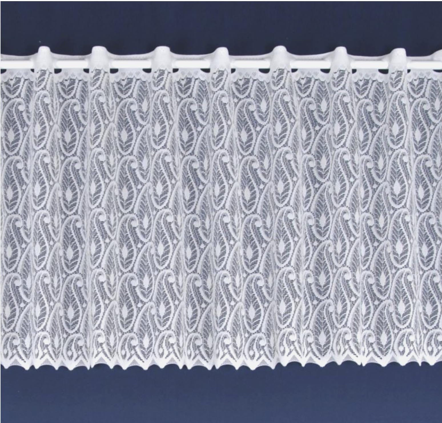 Nancy's Linens Paisley Lace Cafe Net Curtains White - Sold by the Metre 24" (60cm)
