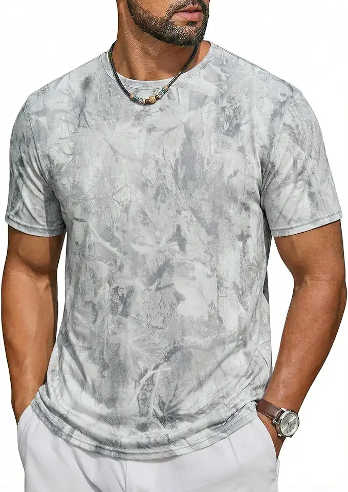 Runcati Mens Short Sleeve Crew Neck T-Shirt Tie Dye Casual Graphic Shirt Hipster Stretchy Tee Tops